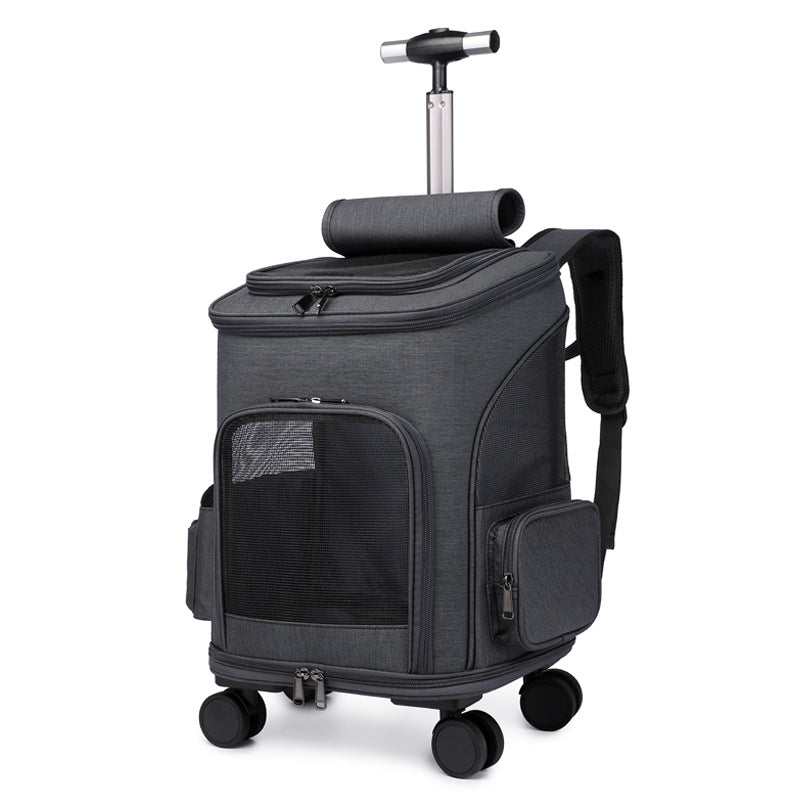 Space Capsule Trolley Pet Backpack with Wheels — Airline Approved