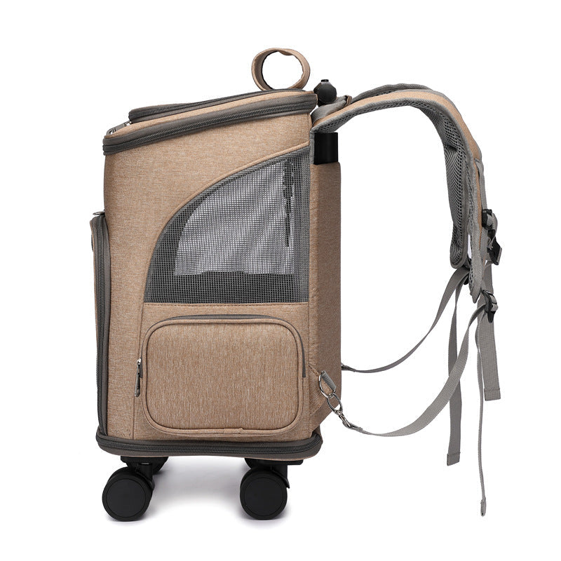 Space Capsule Trolley Pet Backpack with Wheels — Airline Approved