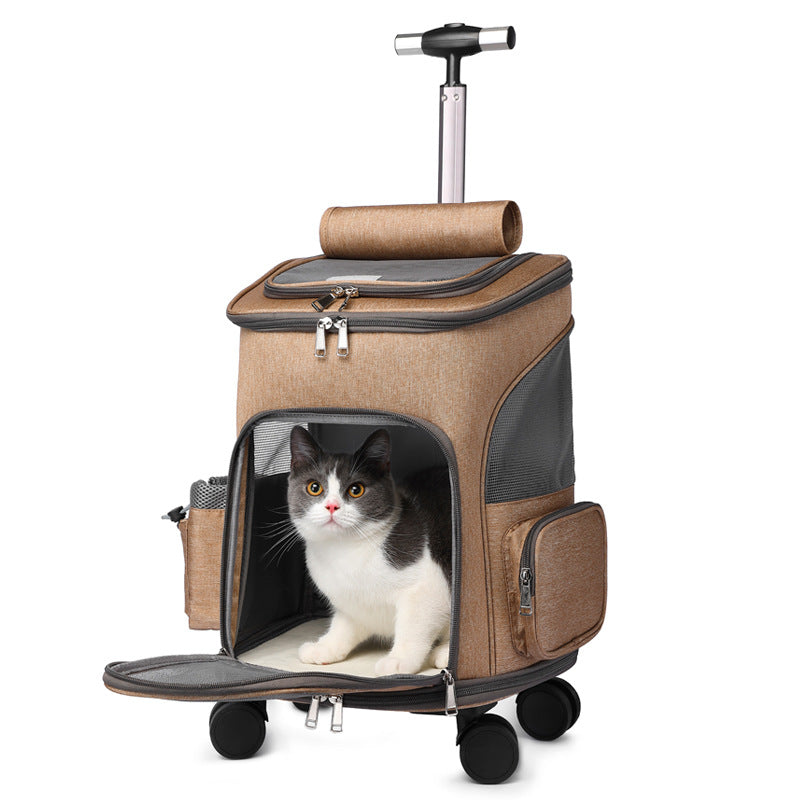 Space Capsule Trolley Pet Backpack with Wheels — Airline Approved