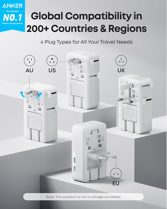 5-in-1 Universal Travel Adapter with Fast Charging (20W) | Works in 150+ Countries
