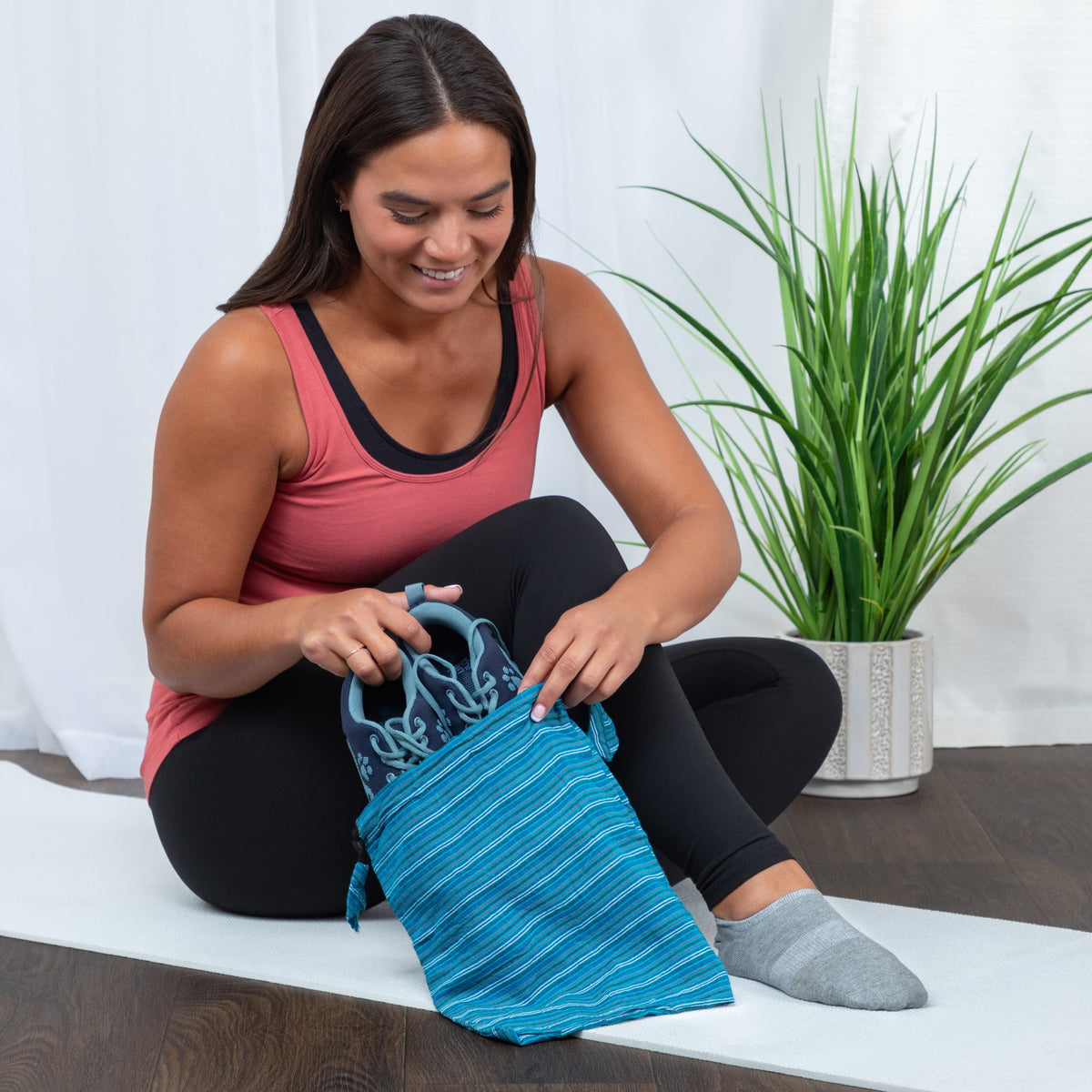 Eco-Friendly Travel Shoe Bag | Recycled Cotton, Handmade in Nepal | One-of-a-Kind