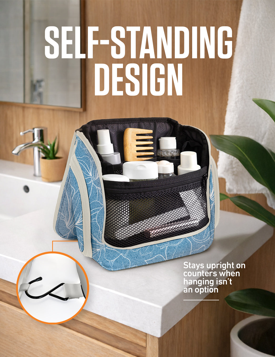 Hanging Travel Toiletry Bag | TSA-Ready, Water-Resistant with 360° Swivel Hook