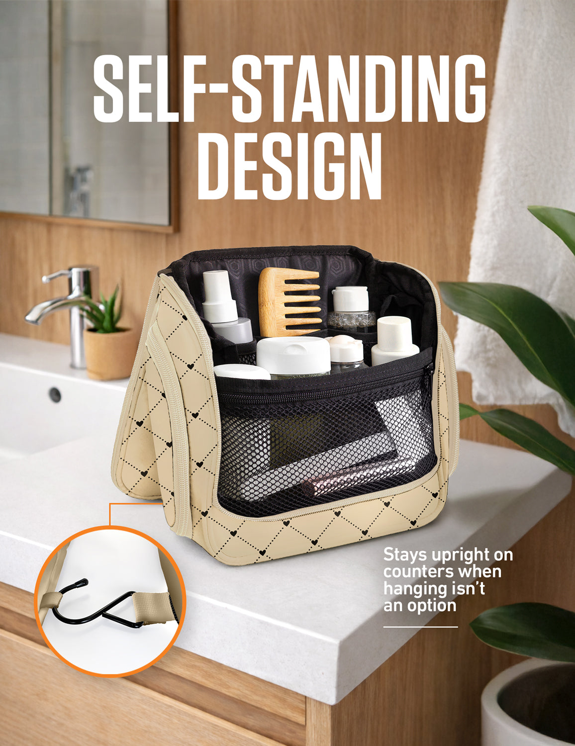 Hanging Travel Toiletry Bag | TSA-Ready, Water-Resistant with 360° Swivel Hook