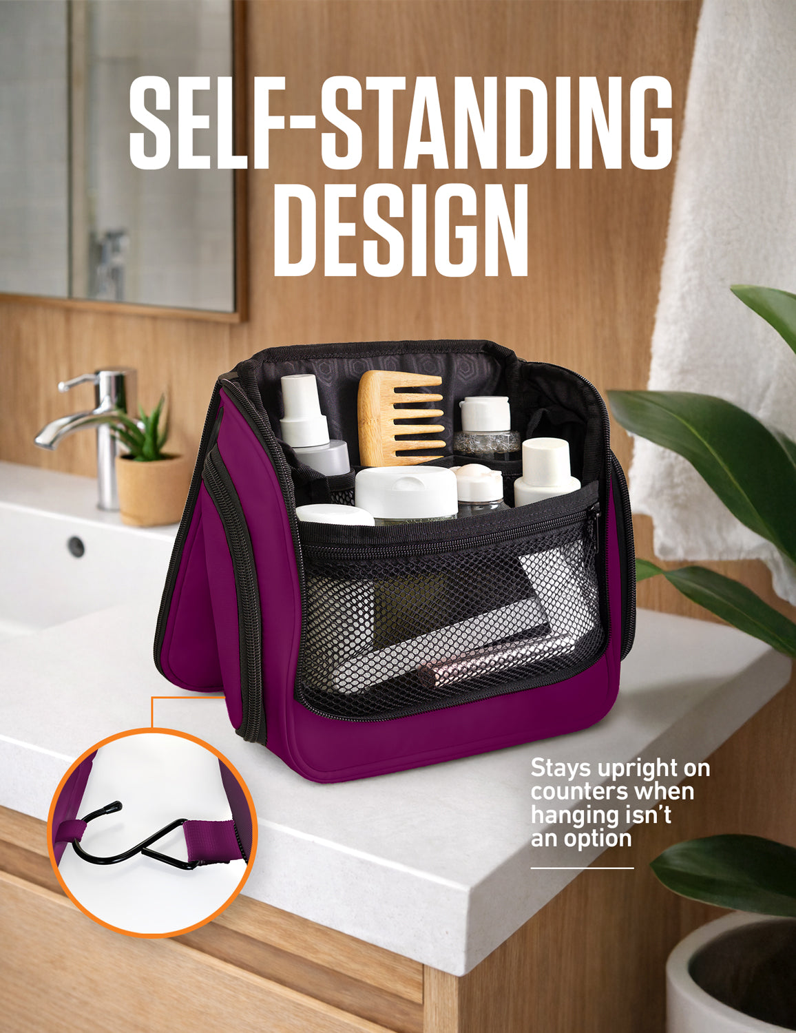 Hanging Travel Toiletry Bag | TSA-Ready, Water-Resistant with 360° Swivel Hook