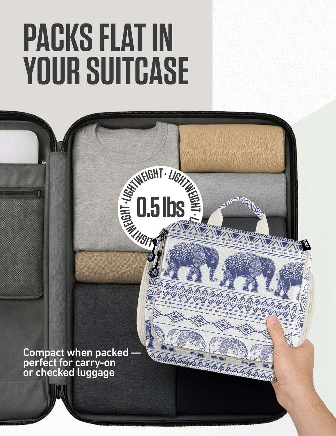 Hanging Travel Toiletry Bag | TSA-Ready, Water-Resistant with 360° Swivel Hook
