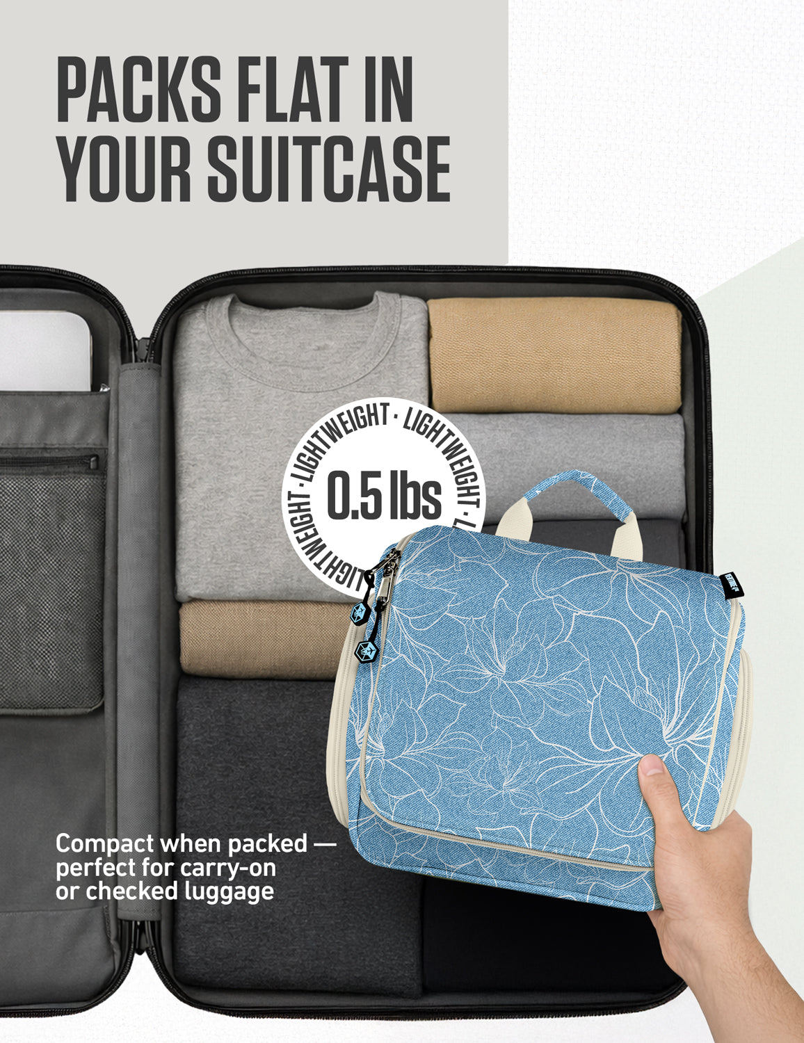 Hanging Travel Toiletry Bag | TSA-Ready, Water-Resistant with 360° Swivel Hook