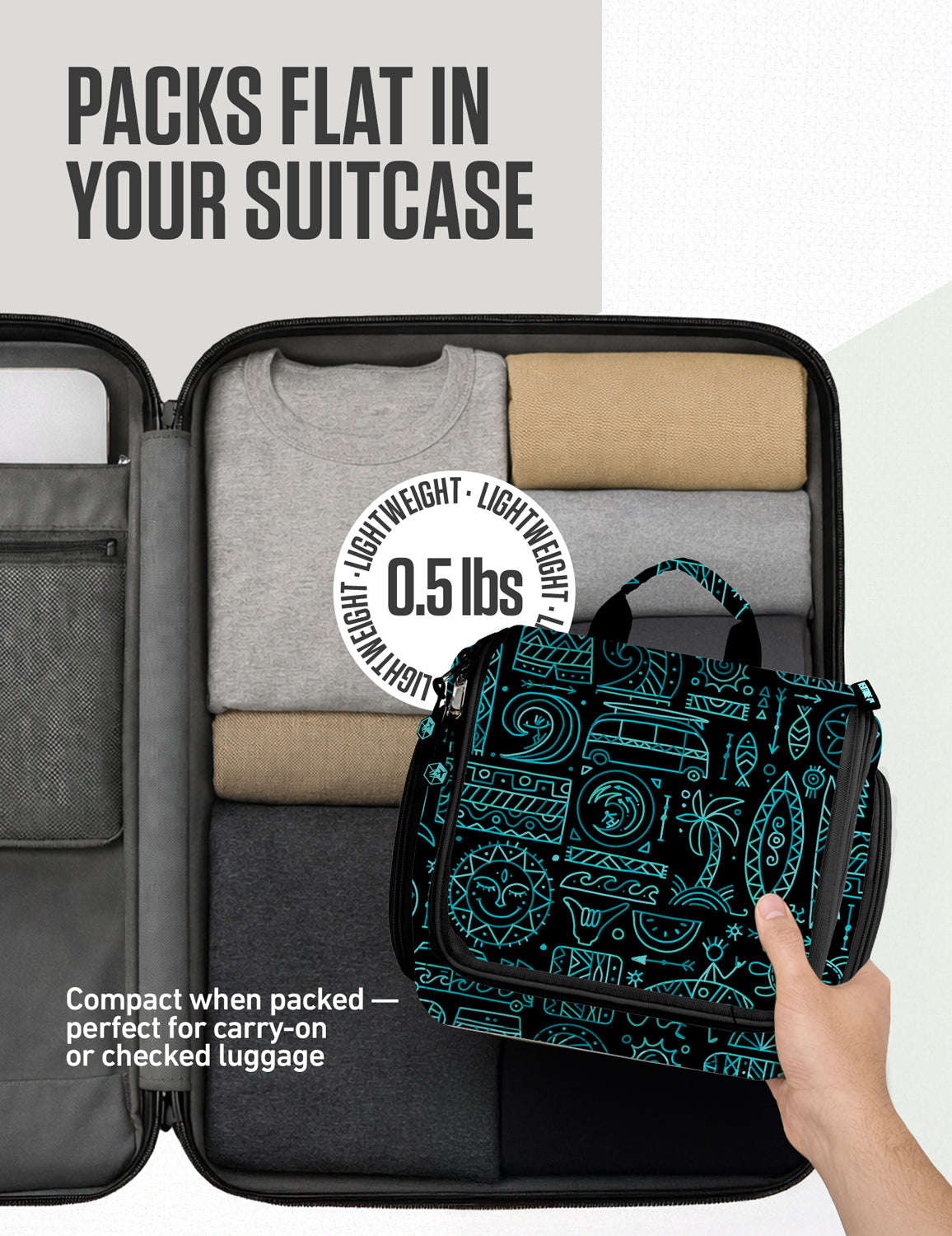 Hanging Travel Toiletry Bag | TSA-Ready, Water-Resistant with 360° Swivel Hook