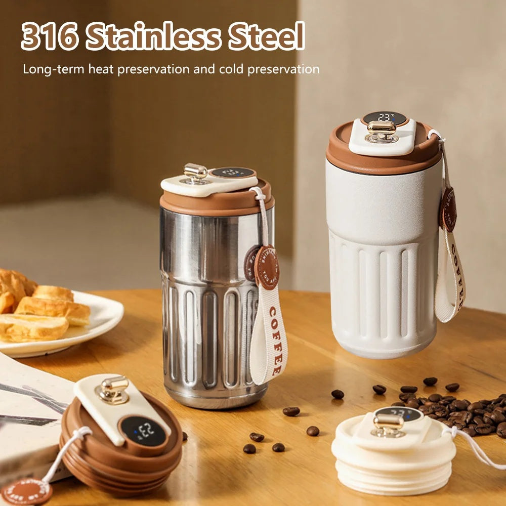 Smart Digital Thermal Bottle | Insulated Travel Coffee Mug | 450ml