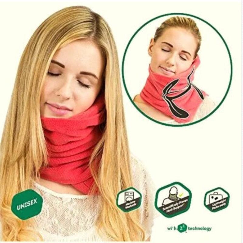 Memory Foam Travel Neck Pillow | 360° Adjustable with Chin Support | Airplane & Car