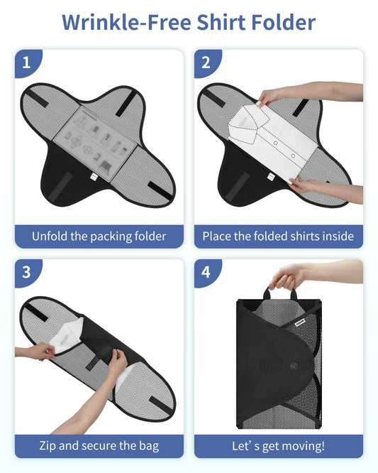 7-Piece Compression Packing Cubes Set | Carry-On Ready with Shirt Organizer & Shoe Bag