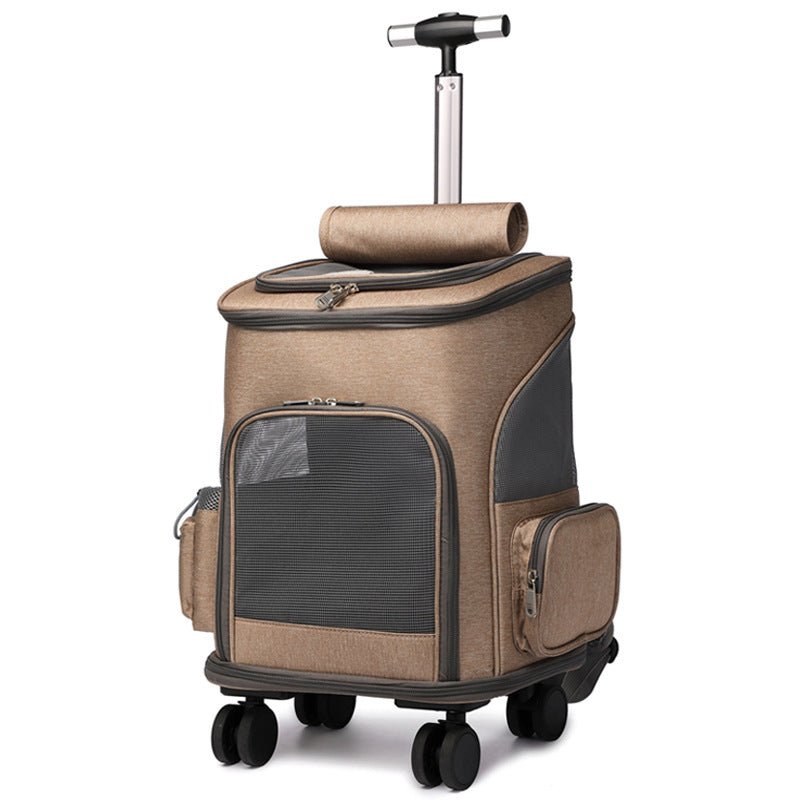 Space Capsule Trolley Pet Backpack with Wheels — Airline Approved