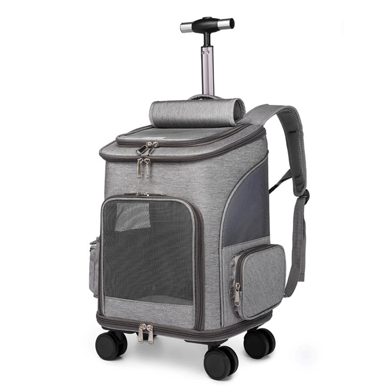 Space Capsule Trolley Pet Backpack with Wheels — Airline Approved