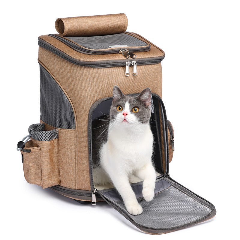 Space Capsule Trolley Pet Backpack with Wheels — Airline Approved