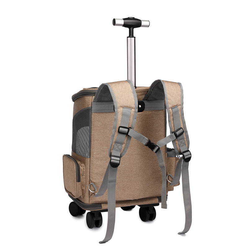 Space Capsule Trolley Pet Backpack with Wheels — Airline Approved