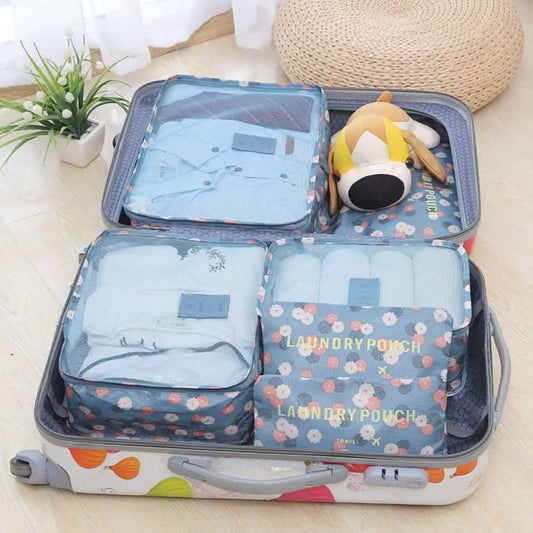 6-Piece Luggage Organizer Set | Mesh & Solid Packing Bags for Clothes & Accessories