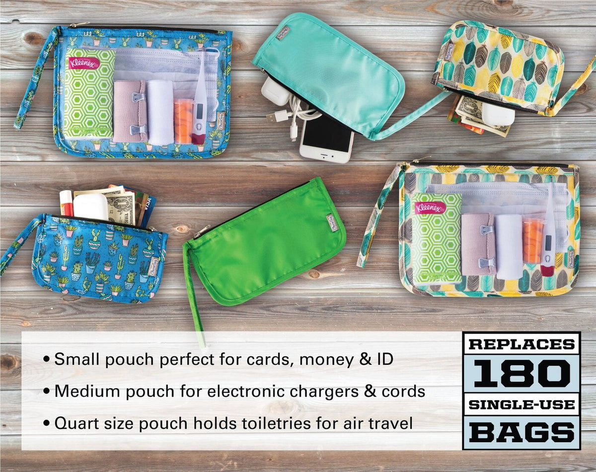 3-Piece Travel Pouch Set | TSA-Approved Clear Bag, Cord Organizer & Card Wallet