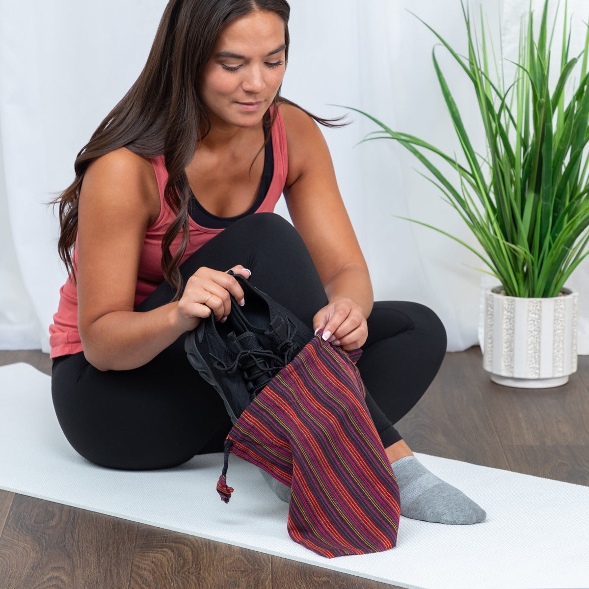 Eco-Friendly Travel Shoe Bag | Recycled Cotton, Handmade in Nepal | One-of-a-Kind