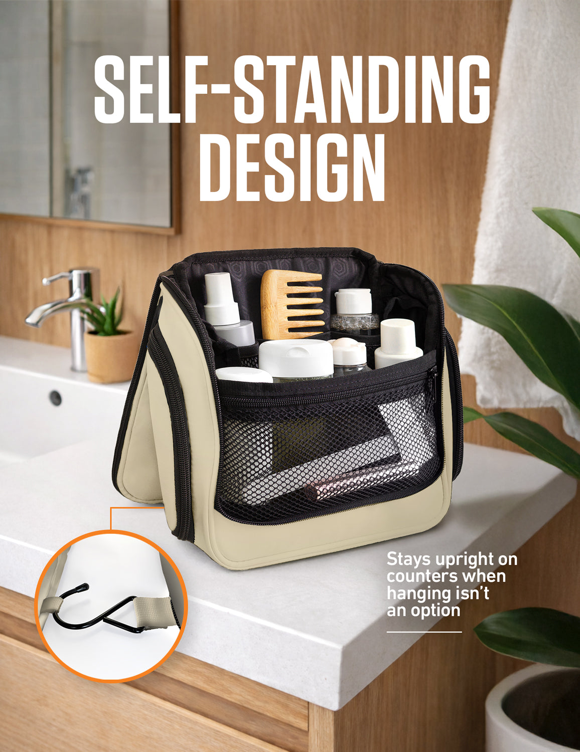 Hanging Travel Toiletry Bag | TSA-Ready, Water-Resistant with 360° Swivel Hook