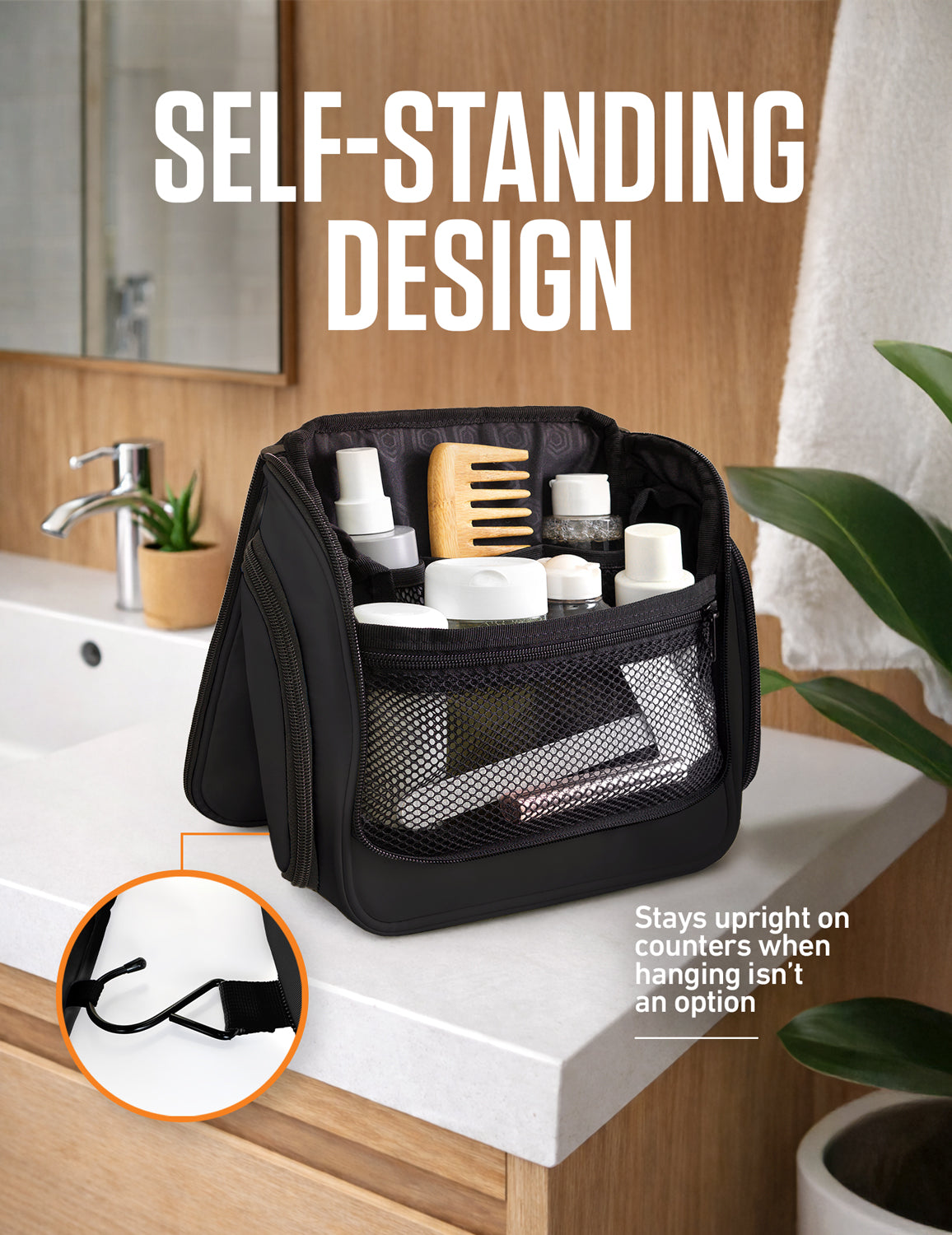 Hanging Travel Toiletry Bag | TSA-Ready, Water-Resistant with 360° Swivel Hook