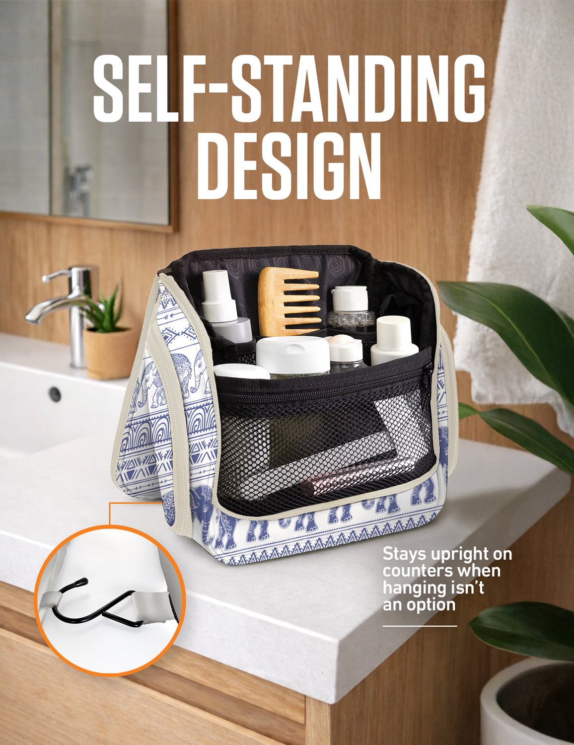 Hanging Travel Toiletry Bag | TSA-Ready, Water-Resistant with 360° Swivel Hook