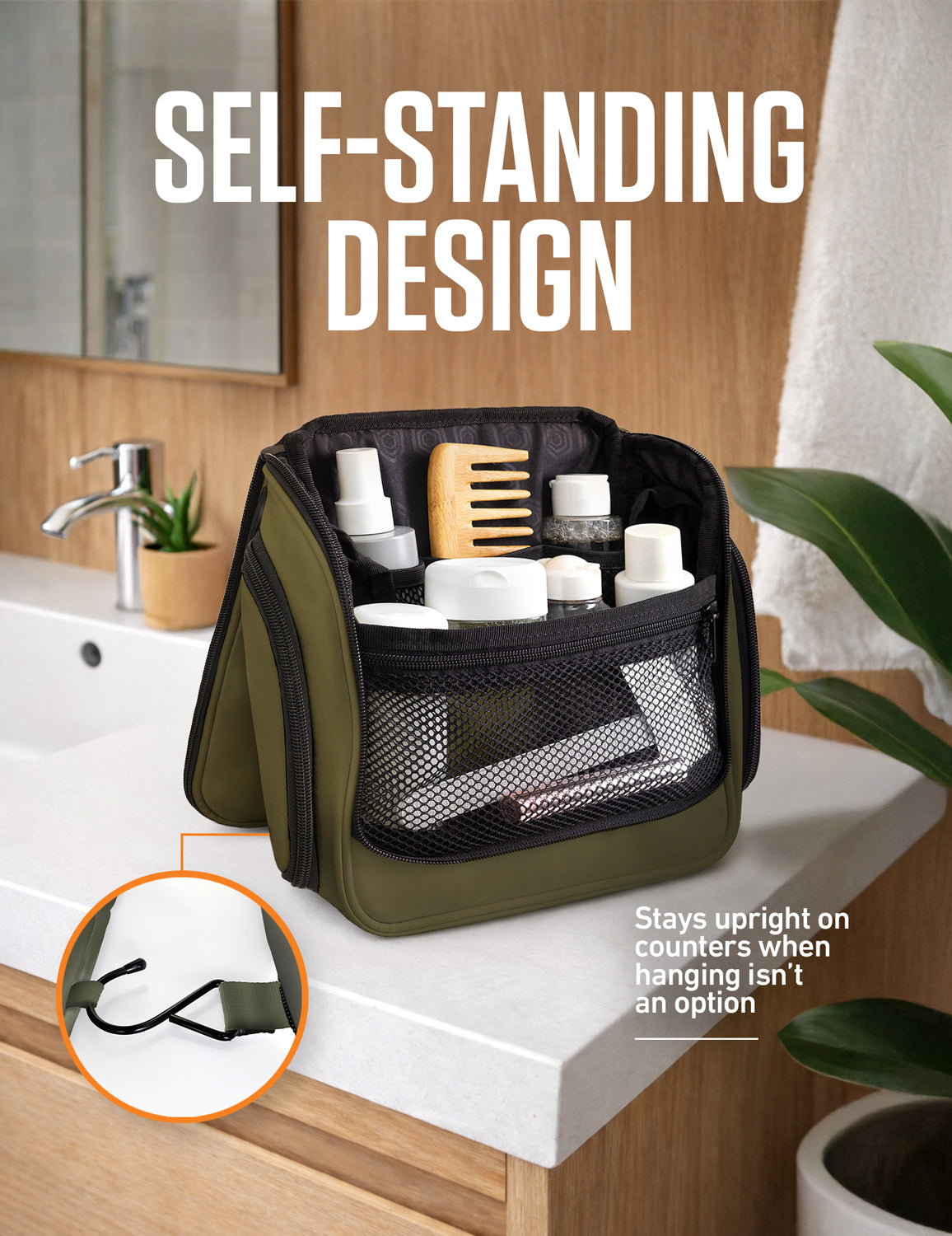 Hanging Travel Toiletry Bag | TSA-Ready, Water-Resistant with 360° Swivel Hook