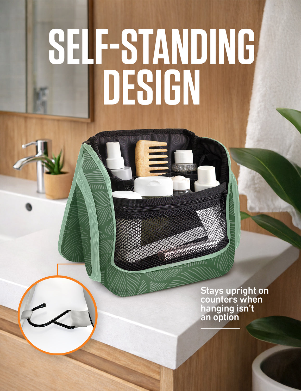 Hanging Travel Toiletry Bag | TSA-Ready, Water-Resistant with 360° Swivel Hook