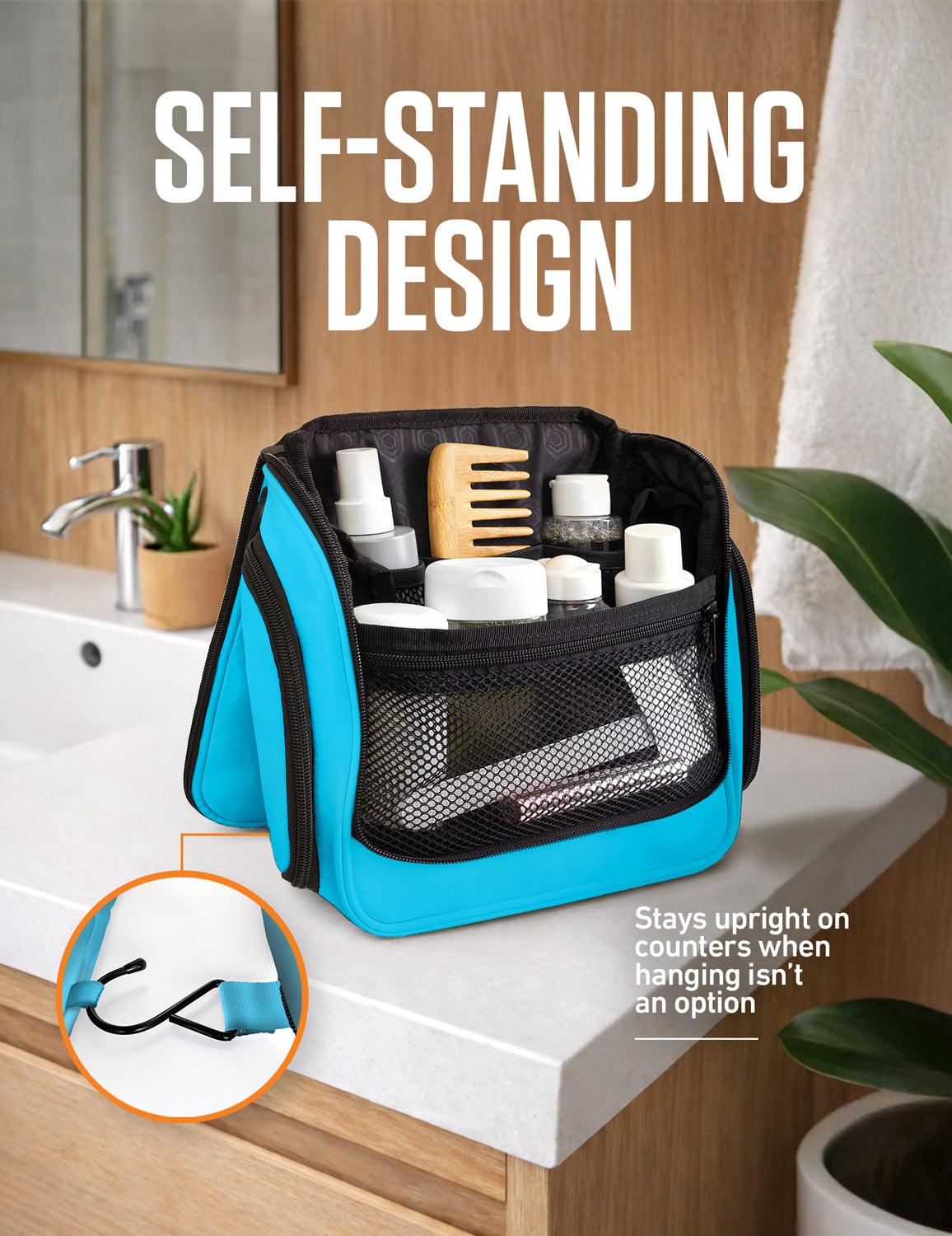 Hanging Travel Toiletry Bag | TSA-Ready, Water-Resistant with 360° Swivel Hook