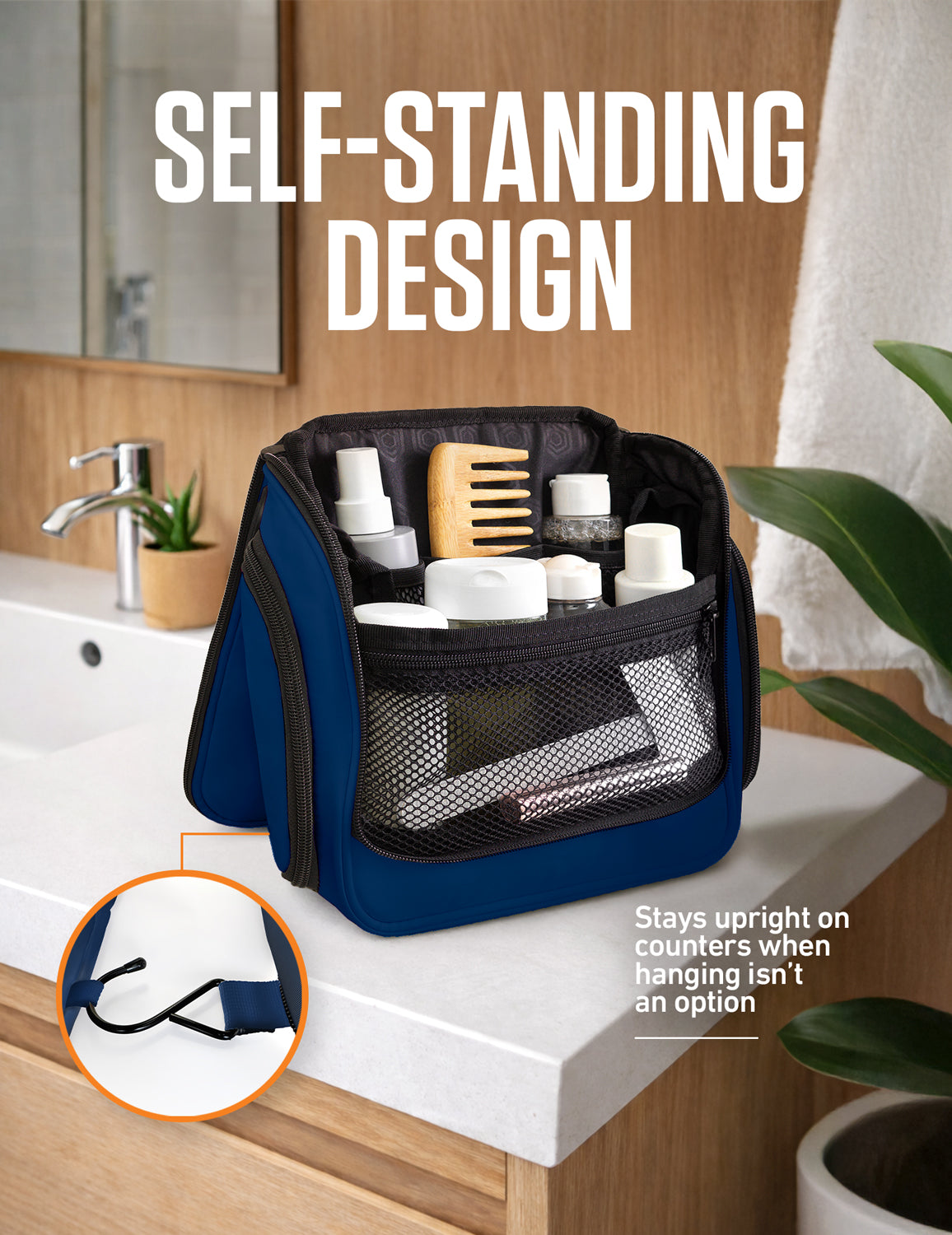 Hanging Travel Toiletry Bag | TSA-Ready, Water-Resistant with 360° Swivel Hook