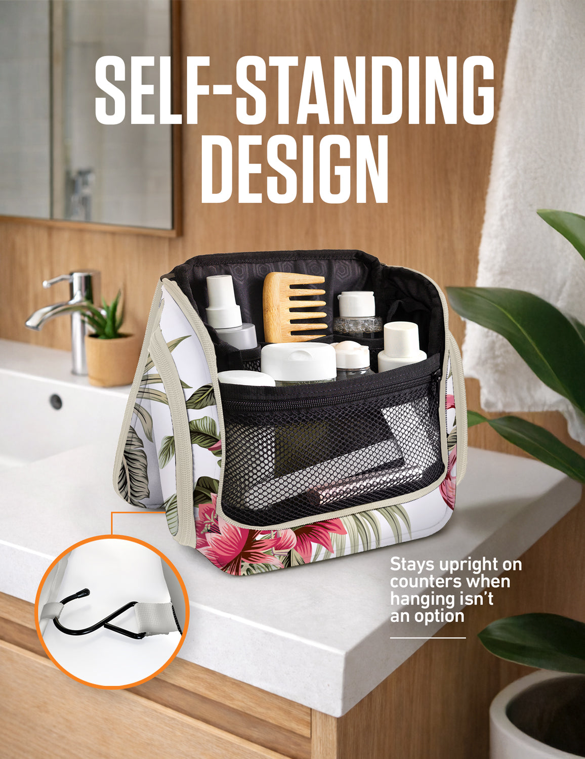 Hanging Travel Toiletry Bag | TSA-Ready, Water-Resistant with 360° Swivel Hook
