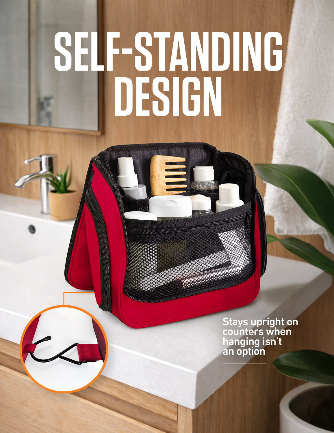 Hanging Travel Toiletry Bag | TSA-Ready, Water-Resistant with 360° Swivel Hook
