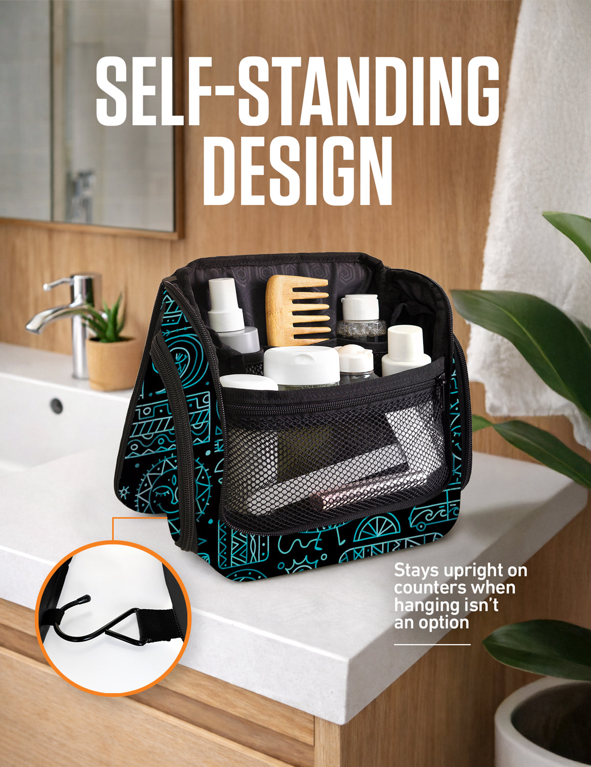 Hanging Travel Toiletry Bag | TSA-Ready, Water-Resistant with 360° Swivel Hook