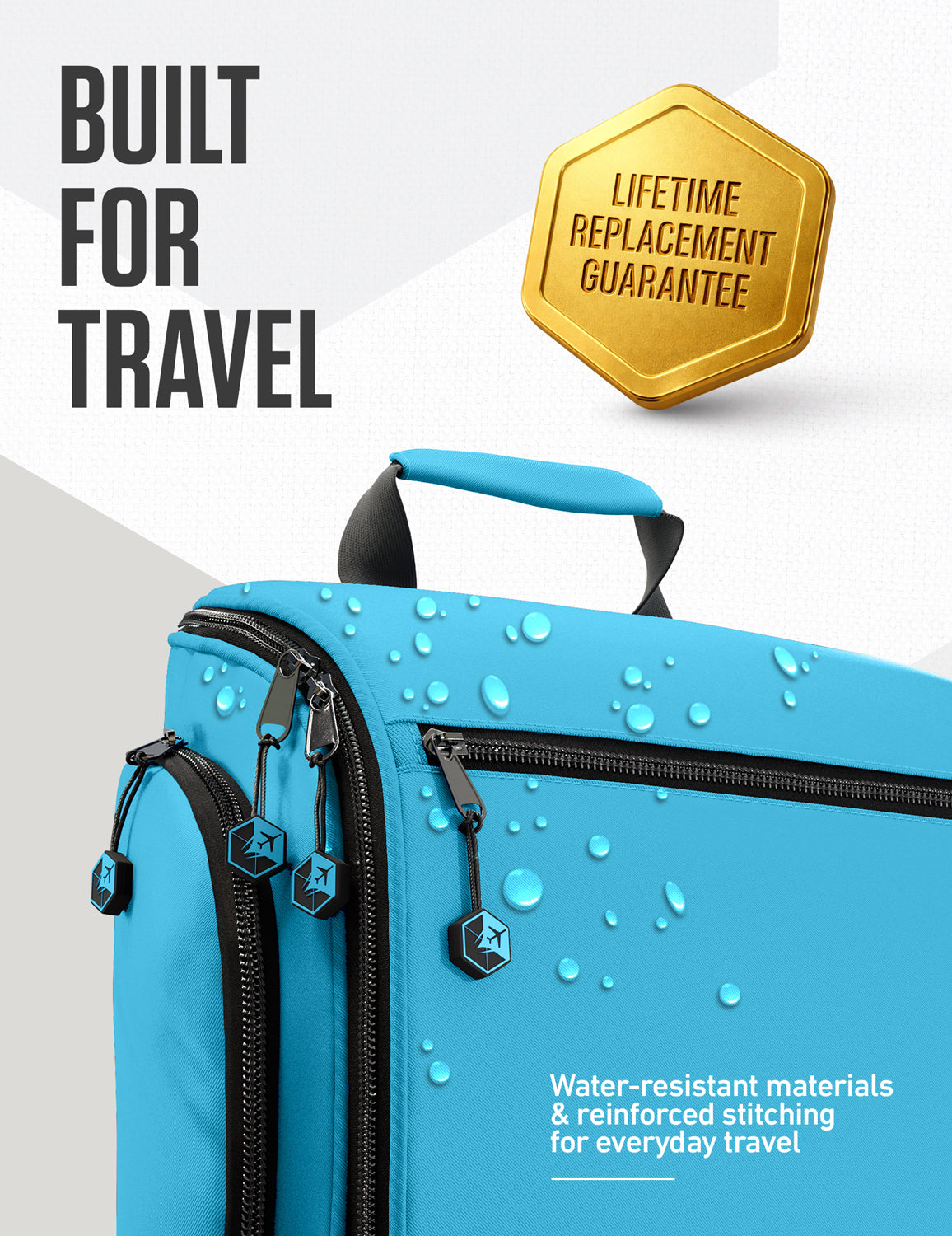 Hanging Travel Toiletry Bag | TSA-Ready, Water-Resistant with 360° Swivel Hook