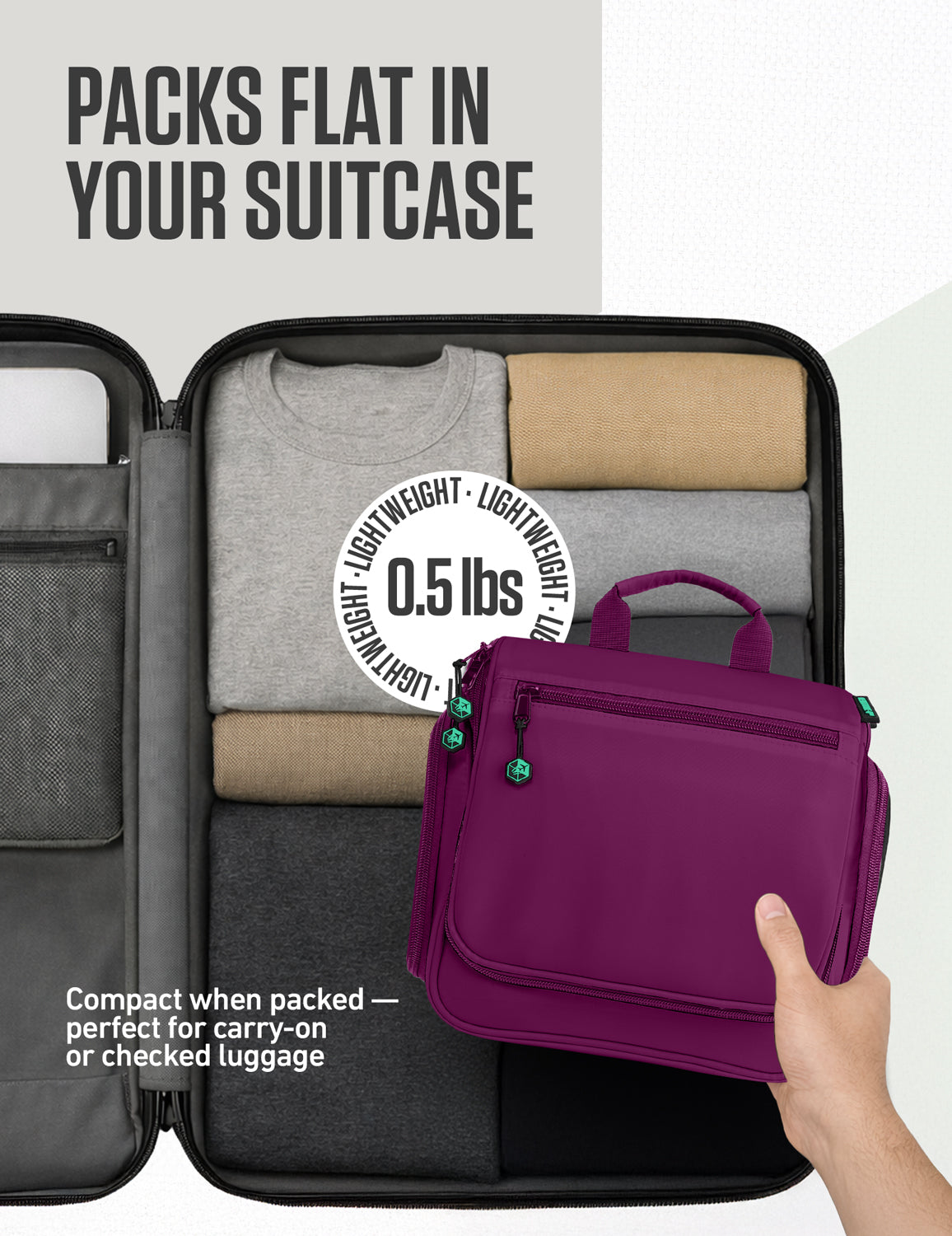 Hanging Travel Toiletry Bag | TSA-Ready, Water-Resistant with 360° Swivel Hook