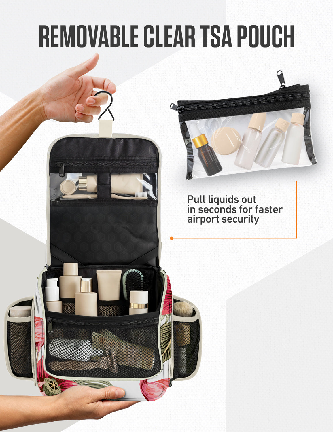 Hanging Travel Toiletry Bag | TSA-Ready, Water-Resistant with 360° Swivel Hook