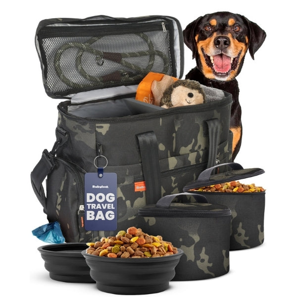 The Original Doggy Bag® | Dog Travel Bag with Bowls, Food Containers & Poop Bag Dispenser