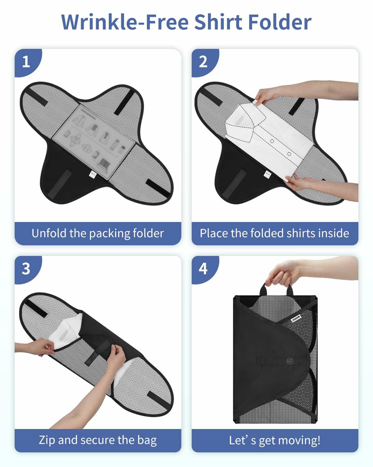 7-Piece Compression Packing Cubes Set | Carry-On Ready with Shirt Organizer & Shoe Bag